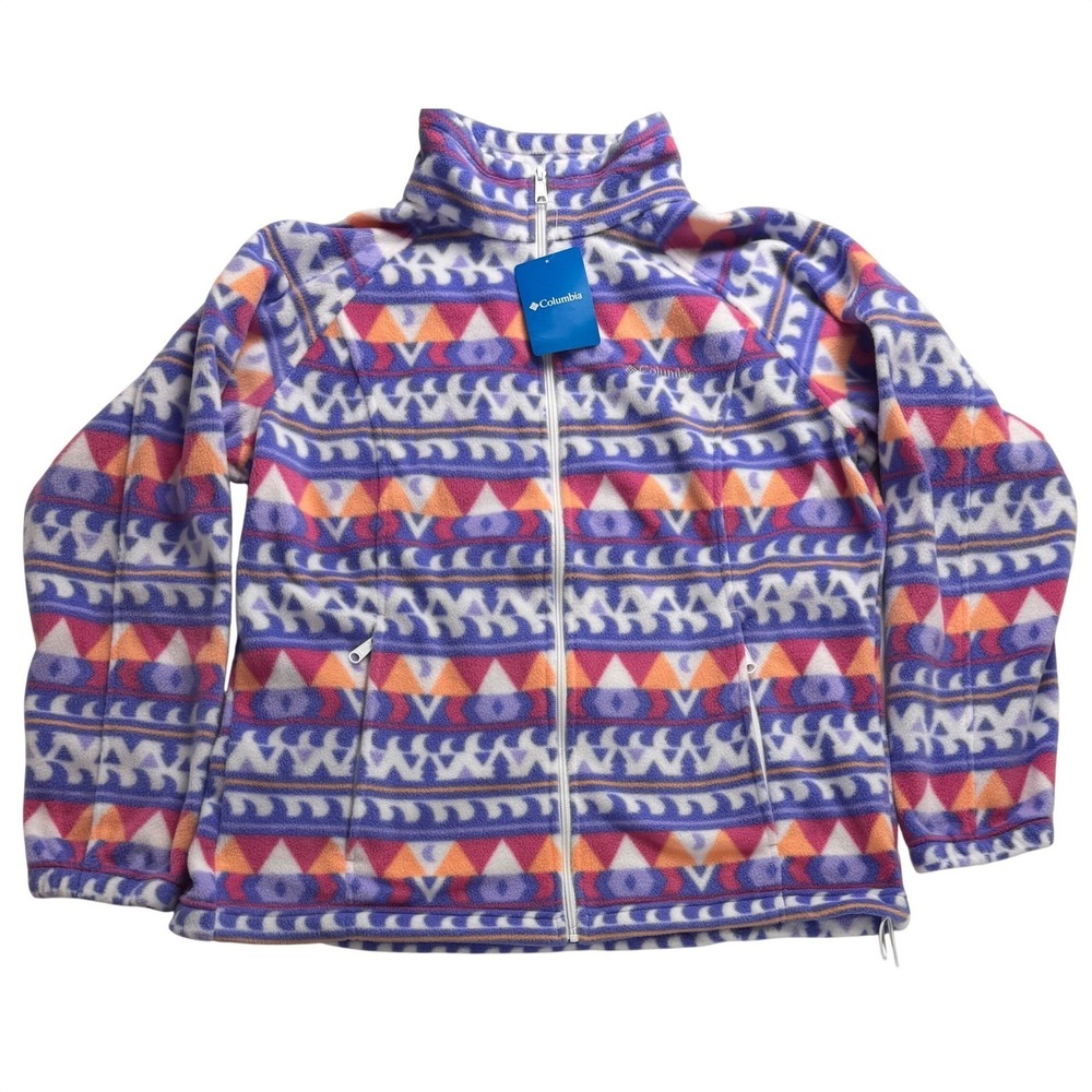 Columbia Sawyer Rapids Printed Full Zip‎ Fleece Jacket Womens 1X Purple